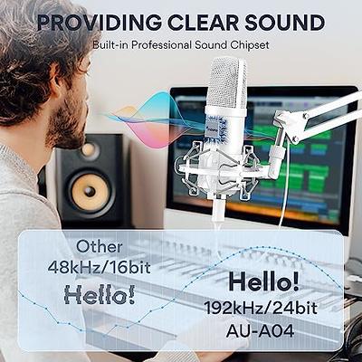 USB Microphone, MAONO 192KHZ/24Bit Plug & Play PC Computer Podcast  Condenser Cardioid Metal Mic Kit with Professional Sound Chipset for  Recording