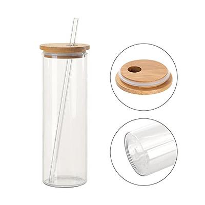 Sublimation Glass Skinny Tumbler with Bamboo Lid and Two Straws 17 oz 6 Pack