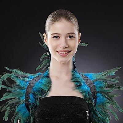 MoreChioce Feather Shawl for Women, Natural Rooster Feather Scarf Feathers  Neck Collar Feather Shrug Cape Shawls