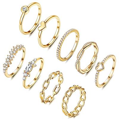 HAIAISO 9PCS 14K Gold Plated Stacking Rings for Women Stackable