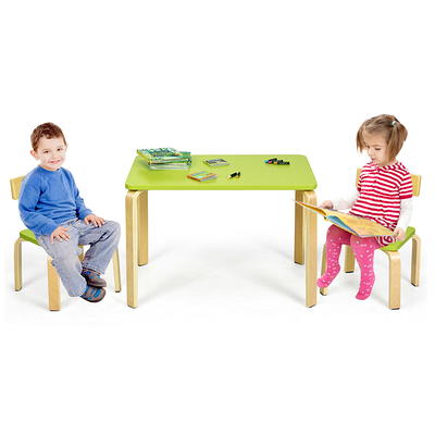 Costway 5 Piece Kids Wood Table Chair Set Activity Toddler Playroom Furniture Colorful