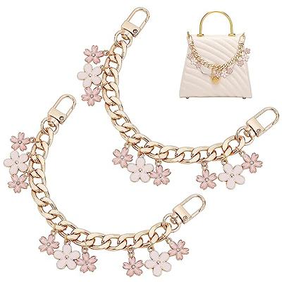 Handbag Chain Straps 2Pcs 10 Inch Bag Replacement Strap Enamel Flower Heart  Charm Purse Handle Extender Short Chain Straps for Women Crossbody Shoulder  Bag Handbag Purse Light Gold 