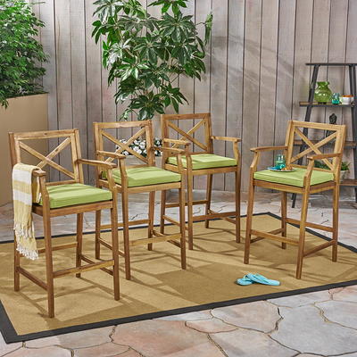 Burchett 2pk Outdoor Acacia Wood Club Chairs with Cushions - Teak/Brown/Beige - Christopher Knight Home