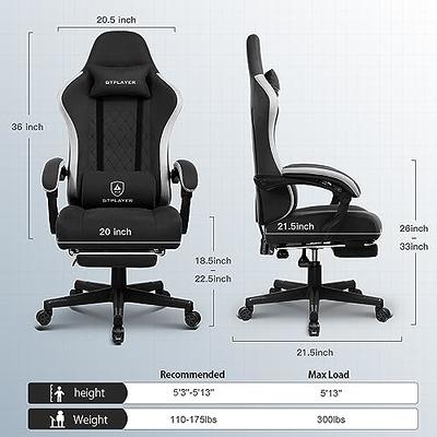 Blue Whale Heavy Duty Gaming Chair for Adults and 350LBS Reinforced  Base,Thickened Seat Cushion, Adjustable Armrest, Big and Tall Ergonomic Office  Computer Chair with Massage,Black 