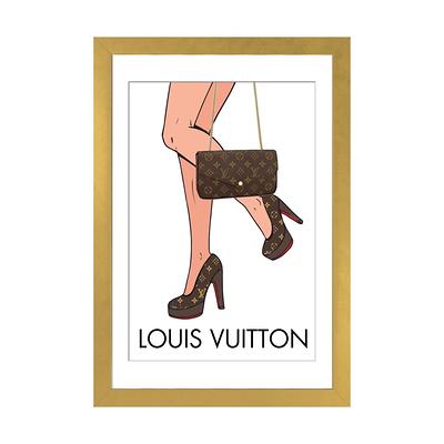 Framed Canvas Art - Designer Shopping Trip at Gucci, Chanel, & Louis Vuitton by Julie Schreiber ( Hobbies & lifestyles > Shopping art) - 26x18 in