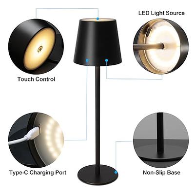 KDG 2 Pack Cordless Table Lamp,Portable LED Desk Lamp, 5000mAh Battery  Operated, 3 Color Stepless Dimming Up, for Restaurant/Bedroom/Bars/Outdoor  Party/Camping/Coffee Shop Night Light(Black) 