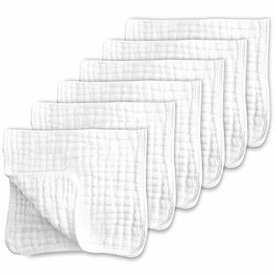 Muslin Burp Cloths 6 Pack Large 100% Cotton Hand Washcloths 6