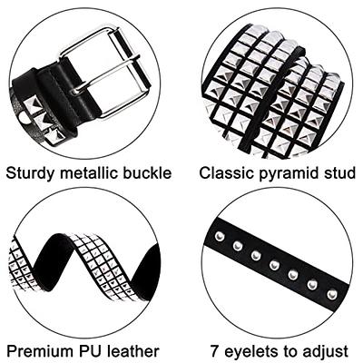 RUILAIBO Studded Belt Metal Punk Rock Rivet Belts for Women/Men Grommet  Pyramid Goth (M for 34-39'') - Yahoo Shopping