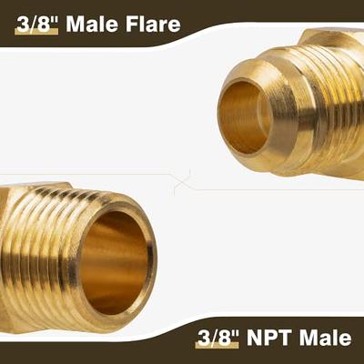 Brass Tube Flare Fittings,Union Connector Gas Adapter, BrassTube Coupler  3/8 inch Male Flare to 3/8 inch Male Flare 2 Pack