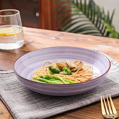 Sweese Large Pasta Bowls Set - 30 Ounce Ceramic Plates for Dishwasher &  Microwave Safe - Solid Salad Bowls Plates - Deep Plates Lipped Edges, Oven