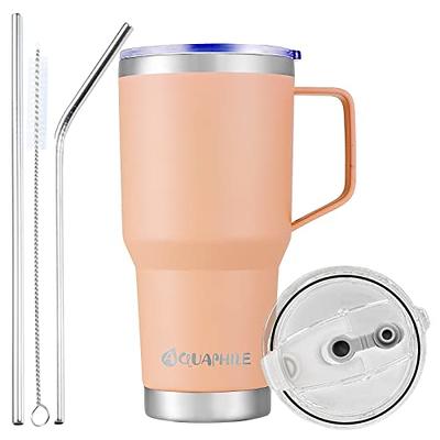 AQUAPHILE 40oz Tumbler with Handle, Double Walled Insulated Coffee Cup with  Leak-proof Lid and Straw, Stainless Steel Travel Mug for Hot or Cold Drinks( Pink) 