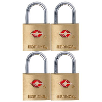 Brinks, Solid Brass 40mm Keyed Padlock with 7/8in Shackle, 4 Pack