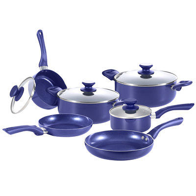 17 Piece Kitchenware Non-Stick Cookware Set Nutrichef Color: Blue