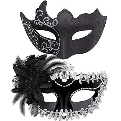 SIQUK Couple Masquerade Masks Metal Venetian Party Mask Halloween Costume Mask Mardi Gras Mask for Couples Women and Men