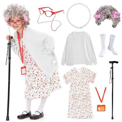  FAYBOX Old Man Costume for Kids Adults,100 Days of