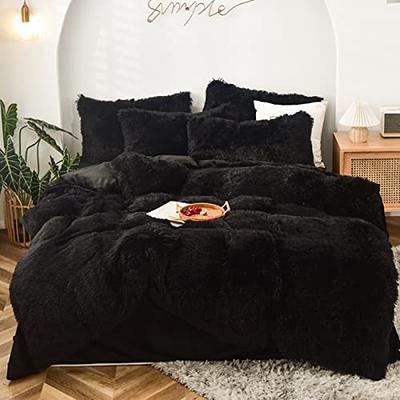 MorroMorn 5 PCS Shaggy Duvet Cover Bedding Set - Fluffy Comforter Cover  Long Faux Fur Luxury Ultra Soft Cozy (Orange, Full/Queen)