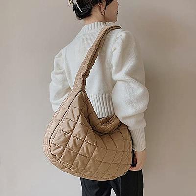 Puffer Bag Quilted Padded Tote Bags for Women Puffy Hobo Purse Lightweight Down Cotton Crossbody Shoulder Bag