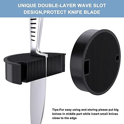 Knife Block Holder; Cookit Universal Knife Block without Knives; Unique  Double-Layer Wavy Design; Round Black Knife Holder for Kitchen; Space Saver