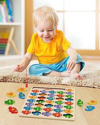 3 in 1 Magnetic Fishing Game Wooden Toddler Toys Preschool ABC