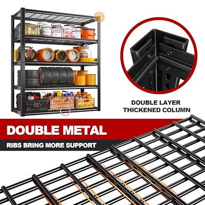 REIBII 48''W Garage Shelving Heavy Duty Loads 2500LBS Garage Storage  Shelves Heavy Duty Shelving 5 Tier Adjustable Metal Shelving for Garage  Storage