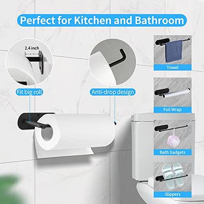 Paper Towel Holder - Self-Adhesive or Drilling, Matte Black Paper Towel  Rack Under Cabinet for Kitchen, Upgraded Aluminum Kitchen Roll Holder 