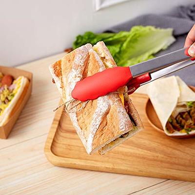 Premium Stainless Steel Kitchen Tongs With Silicone Tips With Locking 9  Inch 