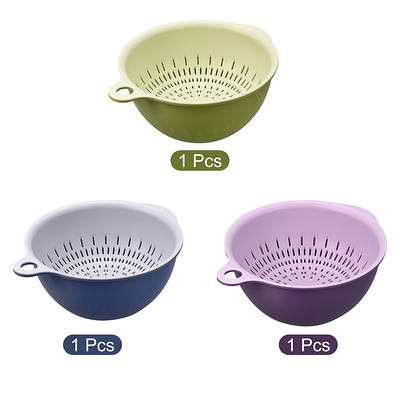 Unique Bargains Colander Set Kitchen Food Strainer Bowl Vegetable Washer Basket Purple+Purple Large and Small