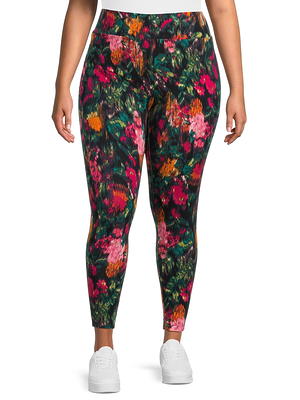 Terra & Sky Women’s Plus Size Fitted High Rise Printed Leggings NEW