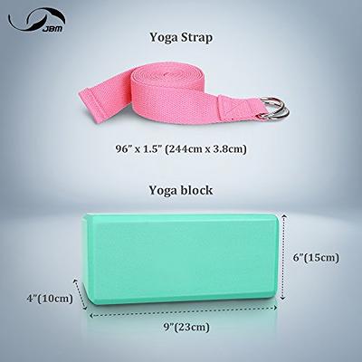 JBM Yoga Blocks 2 Pack with Strap, Cork Yoga Block 2 Pack EVA Foam