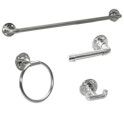 Kingston Brass 5-Piece Concord Brushed Brass Decorative Bathroom Hardware  Set with Towel Bar, Toilet Paper Holder, Towel Ring and Robe Hook