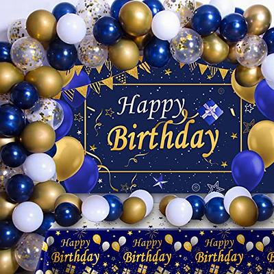 Birthday Decorations for Men and Women Black Gold, Happy Birthday  Decorations Backdrop & Tablecloth Confetti Balloons Arch Kit, Birthday  Party
