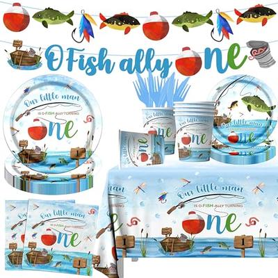 Ofishally One Birthday Decorations,142Pcs Gone Fishing 1st