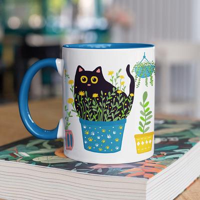 Cat Mug Cat Cup Kawaii Cup Ceramic Coffee Mug with Lid Tea Cup with Lid Cat Mugs for Cat Lovers Unique Novelty Cup Aesthetic Cat Gifts for Cat Lovers