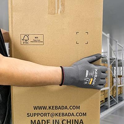 Kebada W1 Work Gloves for Men and Women,Touchscreen Working Gloves with  Grip,12 Pairs Thin Mechanic Gloves,PU Coating on Palm & Fingers,Breathable