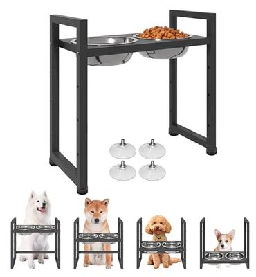 PawHut Raised Pet Feeding Storage Station with 2 Stainless Steel Bowls Base for Large Dogs and Other Large Pets, Gray