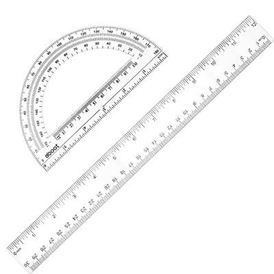 2 Pack Clear Plastic Ruler 12 Inch and 6 Inch Straight Ruler Flexible Ruler  for School Classroom, Home, or Office (Clear) 