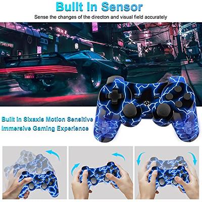 Controller 2 Pack for PS3 Wireless Controller for Sony Playstation 3,  Double Shock 3, Bluetooth, Rechargeable, Motion Sensor, 360° Analog  Joysticks