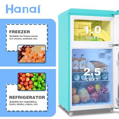 WANAI Mini Fridge with Freezer 3.2 Cu.ft Single Door Small Refrigerator  with 5 Temp Adjustable Control Silver Freestanding Compact Refrigerator