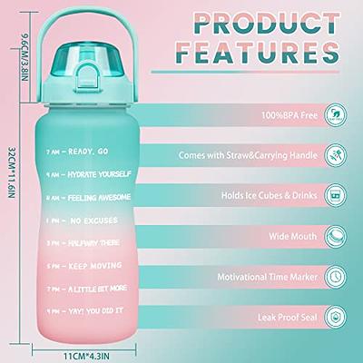 ZOUNICH BPA Free Water Bottle with Time Marker Leakproof Water Bottles for  Kids 17oz, Light Green-purple 