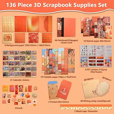 Aesthetic Scrapbook Kit Vintage Junk Journal Kit with Journaling  /Scrapbooking Supplies Retro DIY Scrapbook Paper Planner Stickers  Stationery for Teen Girl Kid Gift Journal 