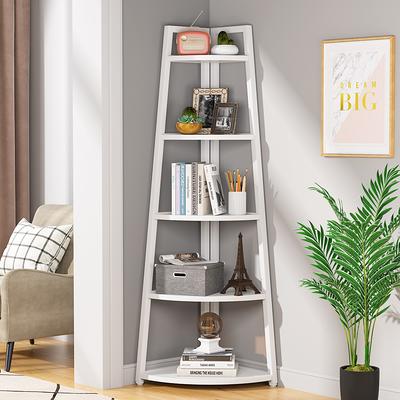 6-Tier Corner Shelf, 71 inch Tall Corner Bookshelf for Small