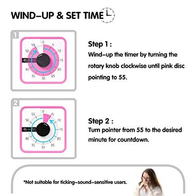 Secura 60-Minute Visual Timer, Silent Study Timer for Kids and Adults, Time  Clocks, Time Management Countdown Timer for Teaching Pink