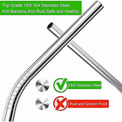 Reusable Metal Drinks Straws Set with Cleaner Brush 304 Stainless