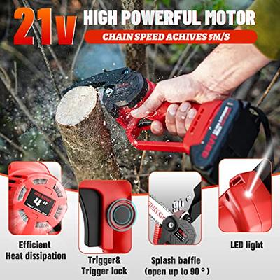  Mini Chainsaw Cordless 4-Inch Battery Powered Chainsaw