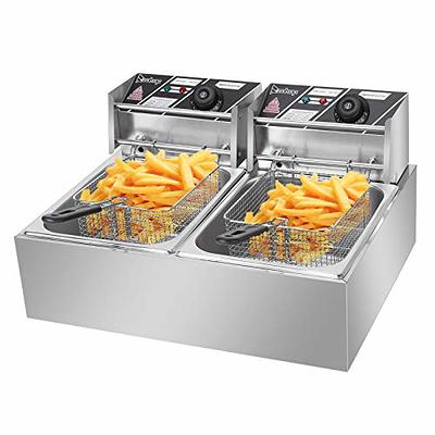 Electric Deep Fryer with Basket,5000W Stainless Steel Commercial
