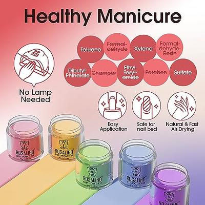 ROSALIND 13PCS Dip Nails Powder Starter Kit, 6 Colors Dip Powder Nail Kit  Blue Green Pink Red Color Changing Nail Dip Powder Colors Set with Base 