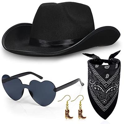 Syhood 4 Pcs Cowgirl Hats Party for Girl Women Cowgirl Hat with Heart  Glasses and Bandana Cowboy Costume Dress Party Supplies(Black, Elegant  Style) - Yahoo Shopping