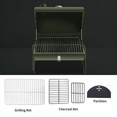 Portable Charcoal Grill, Small BBQ Smoker Grill, TableTop Barbecue Charcoal  Grill for Outdoor Camping Garden Backyard Cooking Picnic Traveling (Green)