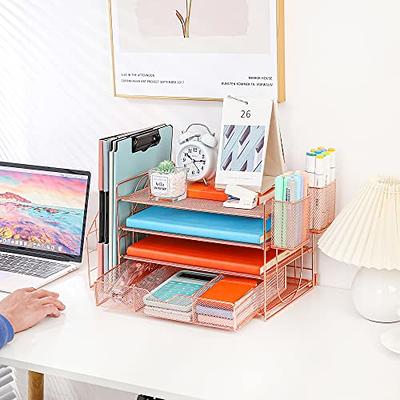 Marbrasse Desk Organizers with File Holder, 5-Tier Paper Letter