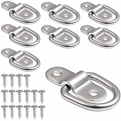 PAMAZY 6pcs Heavy Duty Steel D Rings Tie Down Anchors, Ultra Durable 3500 Pound Breaking Strength Surface Mount Hooks Securing Cargo for Trailer